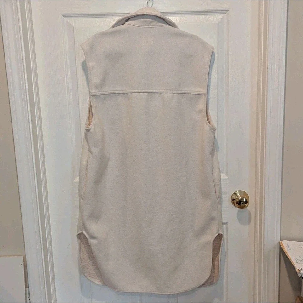 H&M Cream Longline Shacket Vest Minimalist Cozy Chic Button Front Layering‎ XS